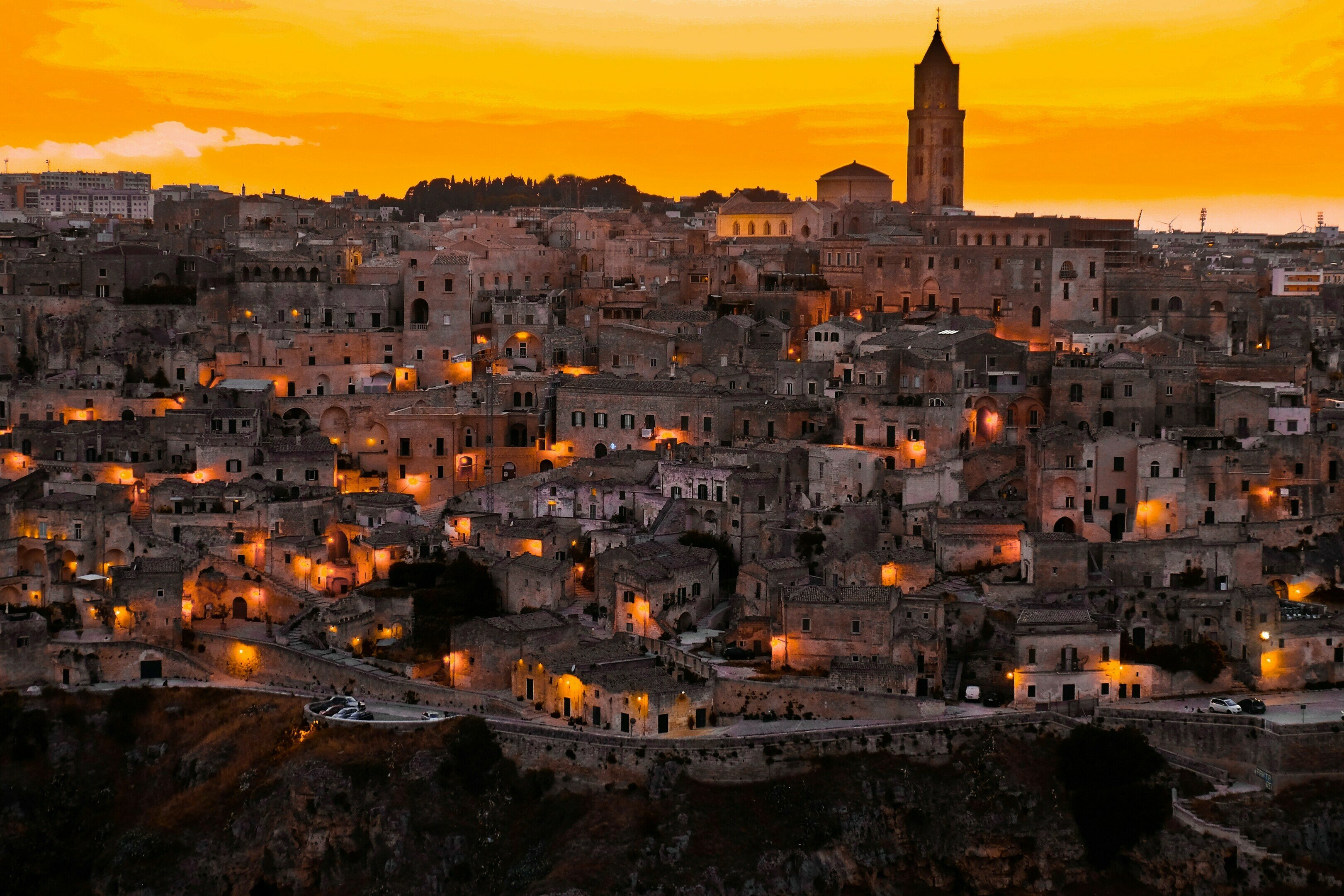 Matera in der Abenddämmerung